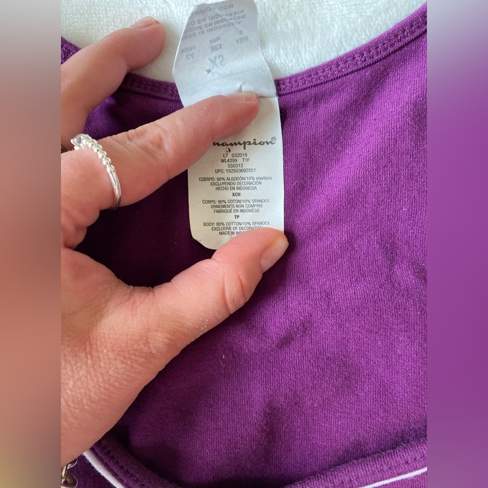 Women’s champion purple biker shorts & crop tank top set - Picture 6 of 16